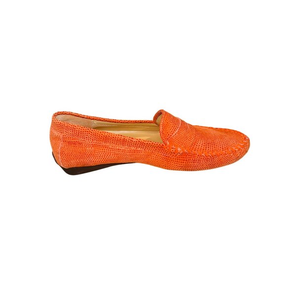 Vaneli Orange Snake Skin Textured Slip-On Driver Loafer 7.5 Leather Casual Shoes - Picture 8 of 13